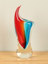 Glazen vaasje rood/blauw, 26 cm, 2A005, Glasvaas, vaasje uit glas, glasobject