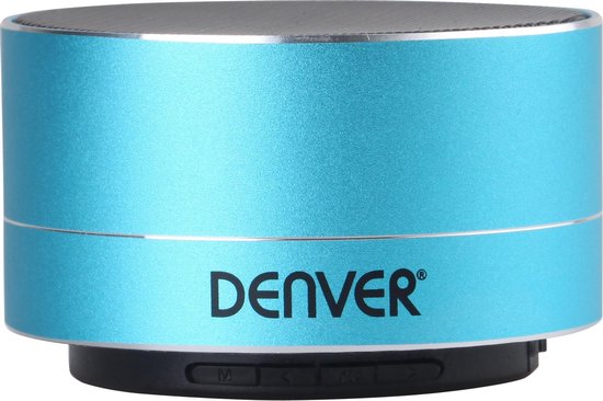 Draadloze Bluetooth speaker Denver BTS-32 blauw 3W aluminium, microSD, ingebouwde accu 3 uur, handsfree