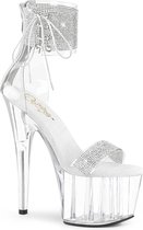 Pleaser Sandaal met enkelband, Paaldans schoenen -40 shoes- ADORE-727RS Paaldans schoenen Zilverkleurig/Transparant