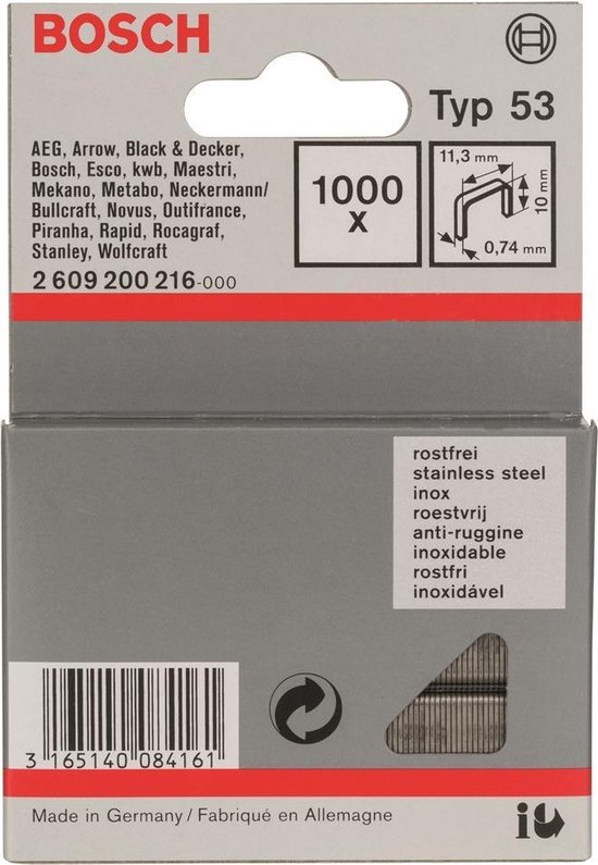 Bosch - Niet met fijne draad type 53 11,4 x 0,74 x 10 mm