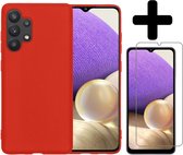 Samsung A32 5G Hoesje Met Screenprotector - Samsung Galaxy A32 5G Case Cover - Siliconen Samsung A32 5G Hoes Met Screenprotector - Rood
