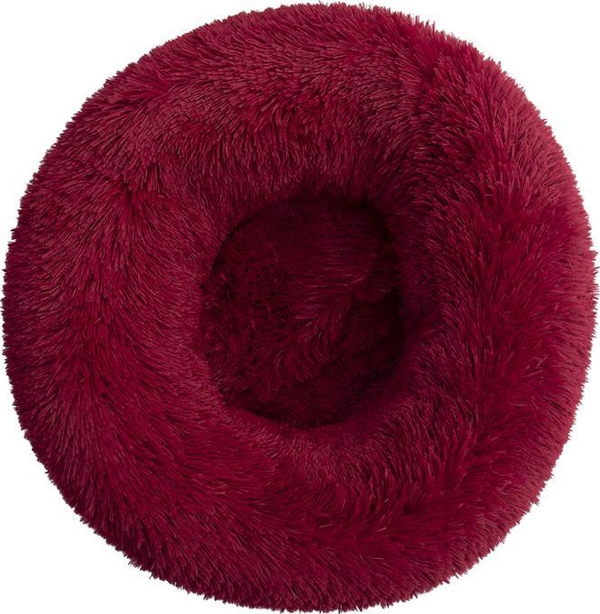 KUSSIES® Kussen 120 Cm Met Wasbare Hoes - Donkerrood - Hondenkussen Kinder Speelkussen - Donut Zitzak Rond Hondenmand Zitkussen Rood Rode Donkerrode