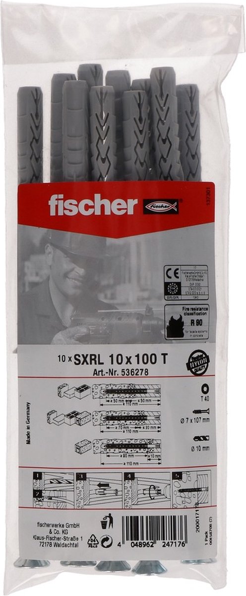 fischer ZB SXR L 10x100 T B NV Kozijnpluggen - 50mm (10st)
