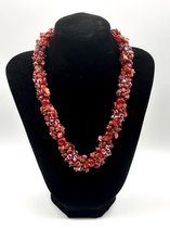 Edelsteen Carneool met Bamboe Koraal ketting - 44 cm