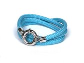 Jolla - dames wikkelarmband  - zilver - touw - Classic Rope - Blauw