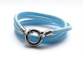 Jolla - dames wikkelarmband  - zilver - touw - Classic Rope - Baby Blauw