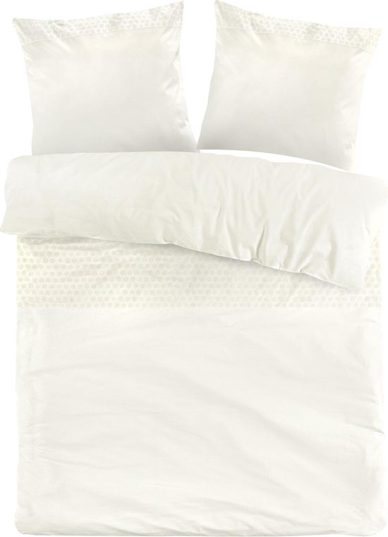 Luxe Percale Katoen Dekbedovertrek Geborduurd Lits-Jumeaux Cathelijn Wit | 240x200/220 | Zacht En Elegant | Topkwaliteit