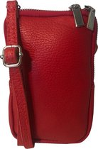 THL Design - Telefoontasje Dames Leer - Crossbody - Klein Schoudertasje - Leder - Rood