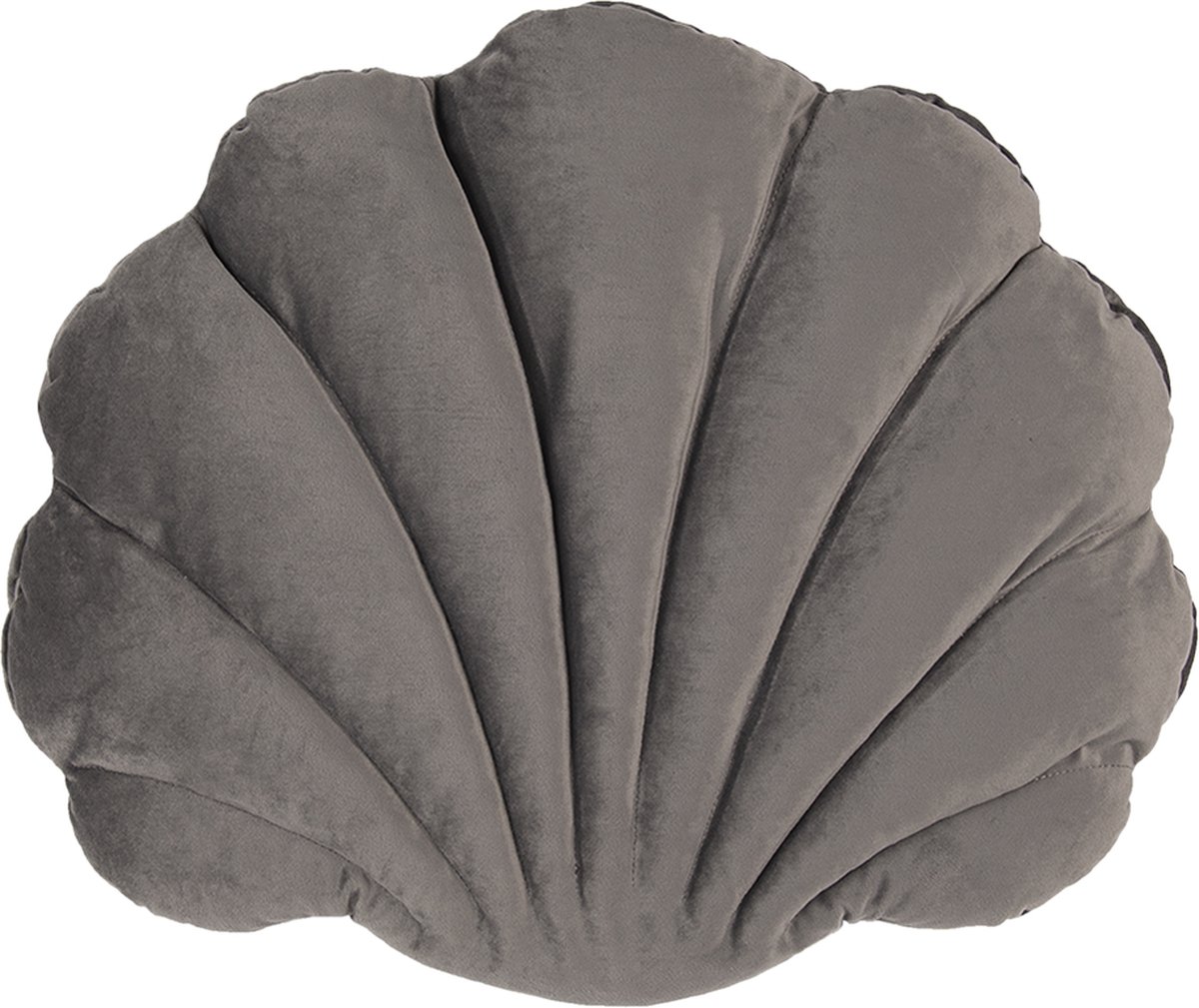 Clayre & Eef Sierkussen Schelp 38x48 cm Grijs Polyester
