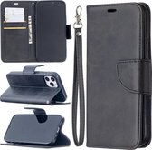 iPhone 12 / iPhone 12 Pro hoesje - MobyDefend Wallet Book Case Met Koord - Zwart - GSM Hoesje - Telefoonhoesje Geschikt Voor: Apple iPhone 12 / iPhone 12 Pro