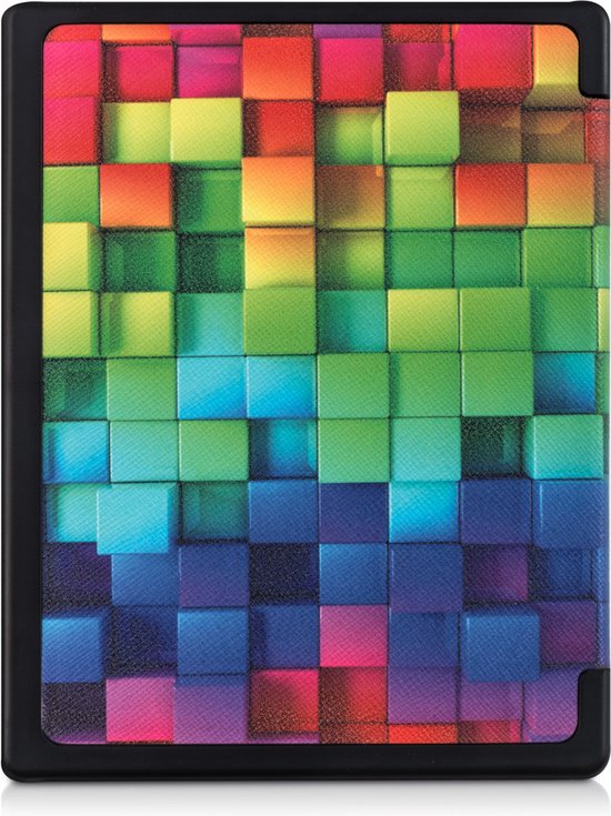kwmobile e-reader hoesje geschikt voor Kobo Aura Edition 1 hoes - E reader flip case met magnetische sluiting - Ereader cover - Regenboog Kusbussen design in meerkleurig / groen / blauw van Merkloos — afbeelding 4