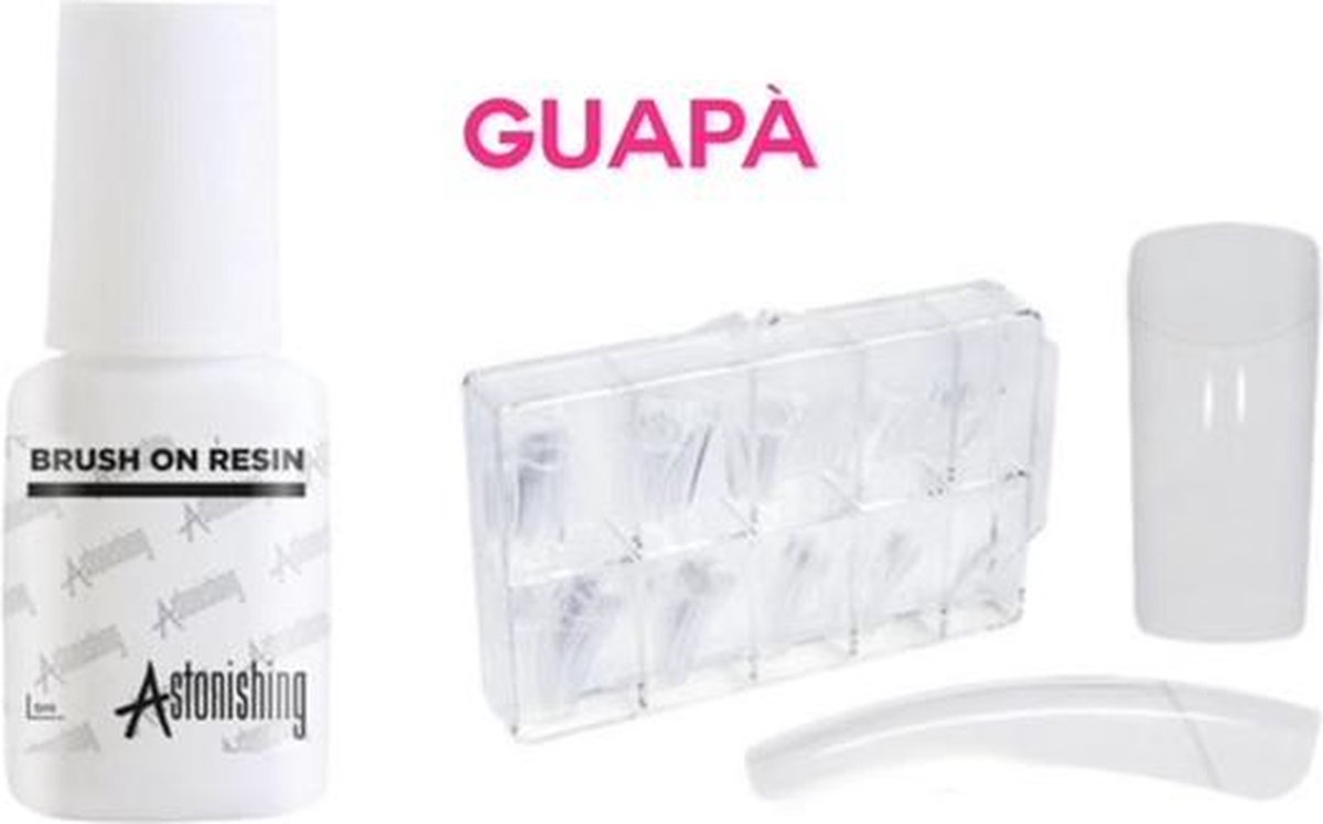 GUAPÀ - Kunstnagel Set voor het zetten van Nagelverlenging - 100 stuks Transparant + 5 ml nagellijm - Acrylnagels - Tips - Nepnagels pakket