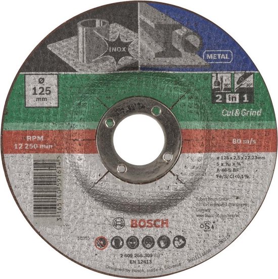 Poging archief ijs Bosch 3 in 1 slijpschijf - Voor Metaal + inox - 125 x 2,5 mm - gebogen |  bol.com
