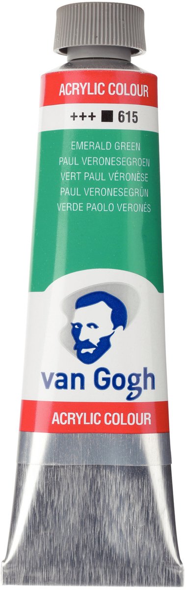 Van Gogh Acrylverf Groen - Acrylpaint - 615 Paul Veronesegroen - Acrylic Verf Paint - Acrylaatverf - Groene Hobbyverf - Watergedragen Verf - Sneldrogende Pigmentrijke Verf - 40ml