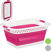 Relaxdays opvouwbare wasmand - plastic - kunststof - mand voor wasgoed - inklapbaar - 50 L - benzine