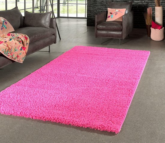 Flycarpets Candy Shaggy Vloerkleed - 80x150cm - Roze - Hoogpolig