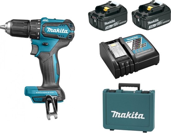 Makita DDF483RFE 18V Li-Ion accu boor-/schroefmachine set (2x 3.0Ah accu) in koffer - 40Nm - koolborstelloos