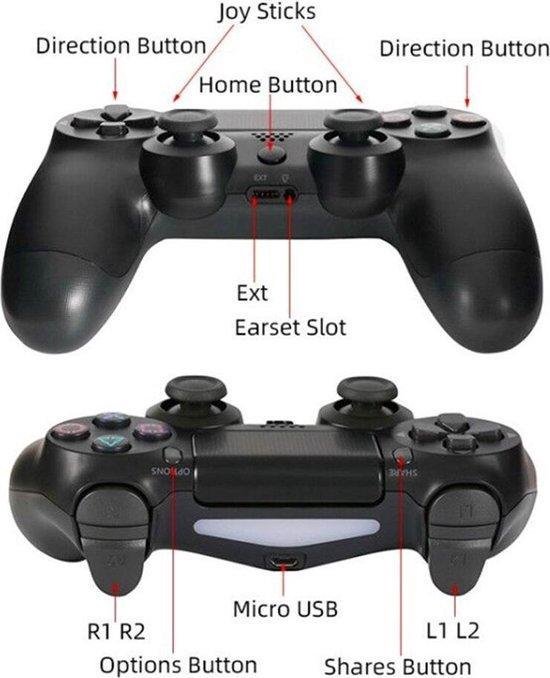 Controller geschikt voor PS4 Detroit inclusief gratis oplaadkabel zwart - Wireless USB Joystick voor PlayStation 4 - Merkloos