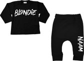 Shirt baby - broekje baby - baby born - broekje en shirt baby - cadeau babyshower - Blondie met naam van je kind - Maat 68
