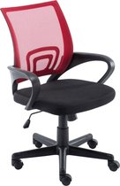 Bureaustoel - Bureaustoel voor volwassenen - Modern - Ergonomisch - In hoogte verstelbaar - Gaas - Rood/zwart - 56x54x100 cm