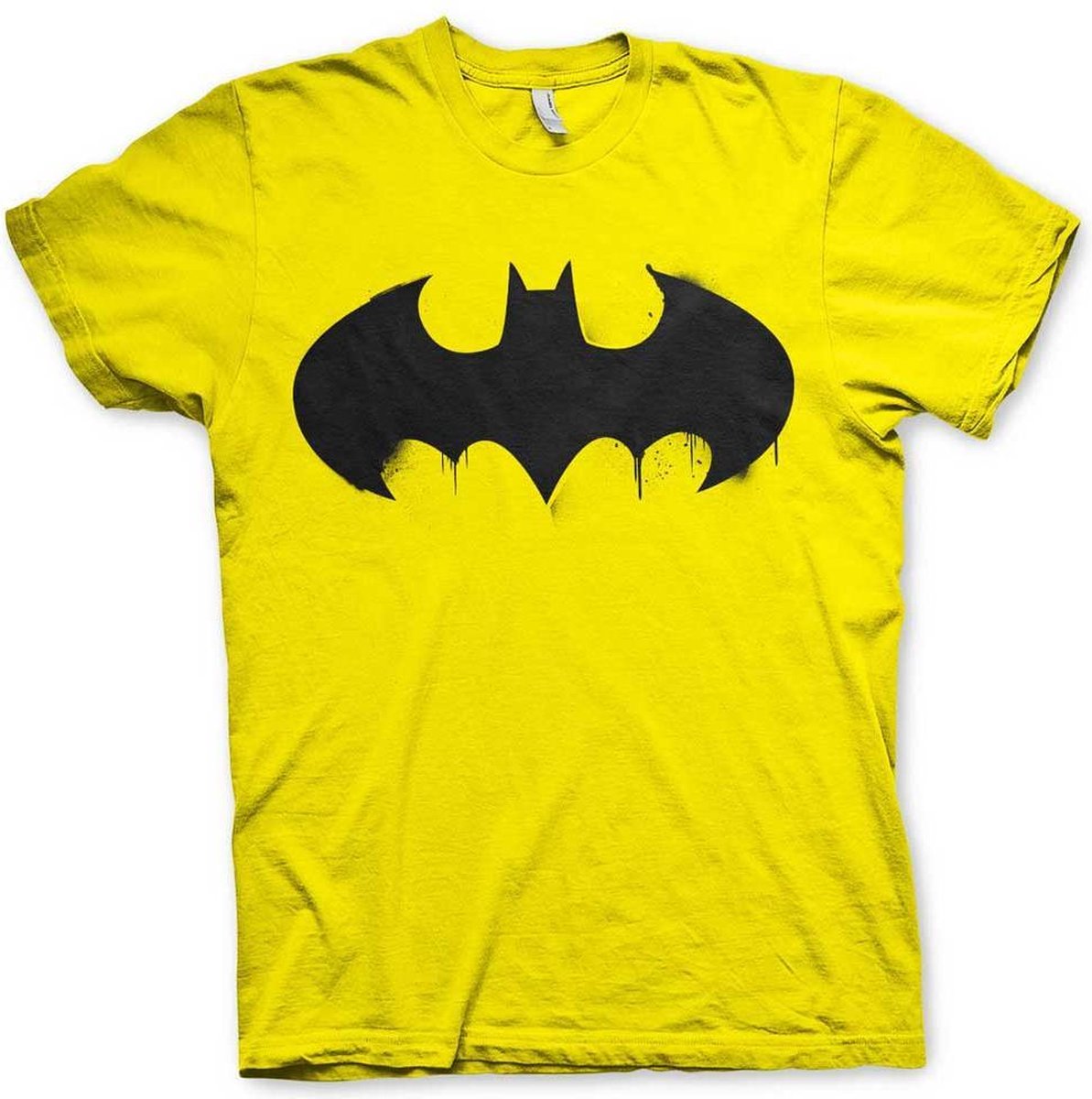 DC Comics Batman Heren Tshirt -S- Inked Logo Geel