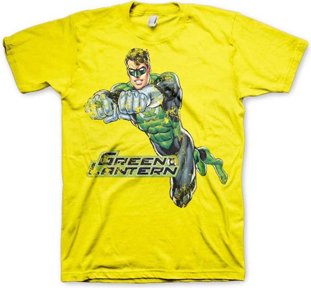 DC Comics Green Lantern Heren Tshirt -M- Distressed Geel