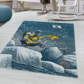 Kindervloerkleed - Fleurtje Pinguin Blauw 80x150cm