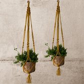 Macramé Plantenhanger Jute Oker - Set van 2 stuks - Poefenzo