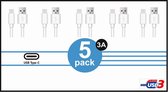 (5 Pack)  USB-C kabel | 1 mtr | 3A | kwaliteit | QC 3.0  | USBC | USB C | METER | Cable | Kabels