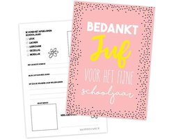 Omslag van Invulkaart juf - bedankt juf - cadeau juf - einde schooljaar - kaart juf - A5