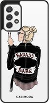 Samsung A52 hoesje - Badass babe blondine | Samsung Galaxy A52 5G case | Hardcase backcover zwart