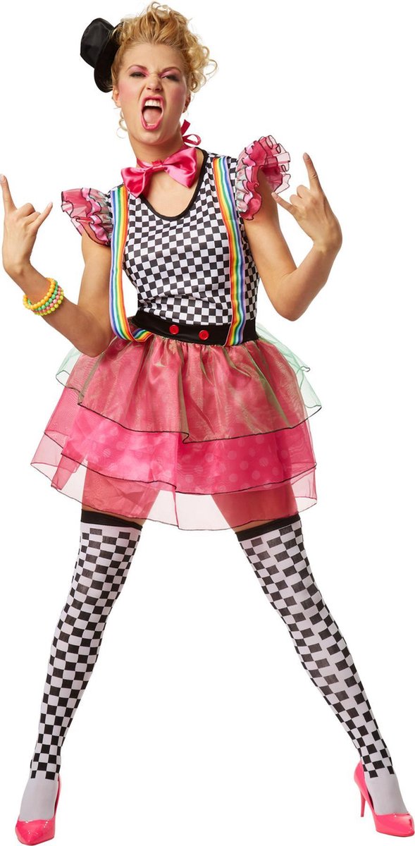 dressforfun - Vrouwenkostuum neon clown S - verkleedkleding kostuum  halloween... | bol