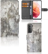 Flipcover Geschikt voor Samsung Galaxy S21 Telefoon Hoesje Beton
