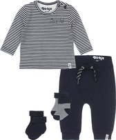 Dirkje - Noppies Bio Basic Set (4delig) Broek Shirt Sokjes Blauw - Maat 80