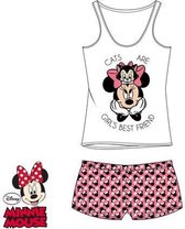 Minnie Mouse dames shortama " Cats are girls best friend", maat XL