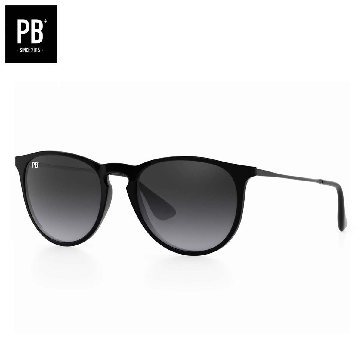 PB Sunglasses - Erika Matte Black. -Zonnebril heren en dames - Gepolariseerd - Mat zwart frame - Ronde zonnebril stijl