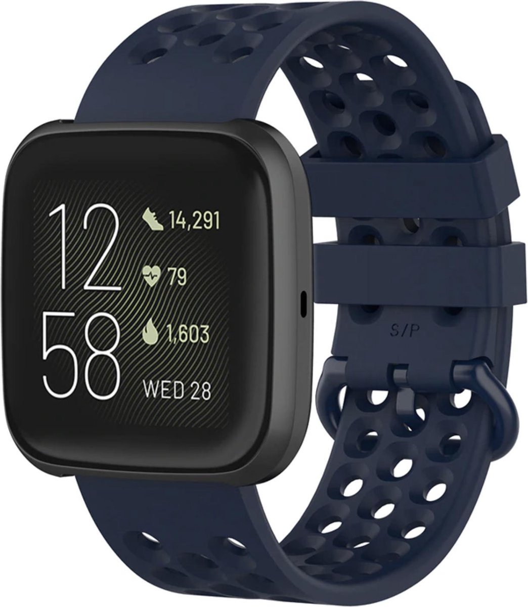 YPCd® Siliconen bandje - Fitbit Versa - Versa 2 - Versa Lite - Versa Lite - Donkerblauw - Small