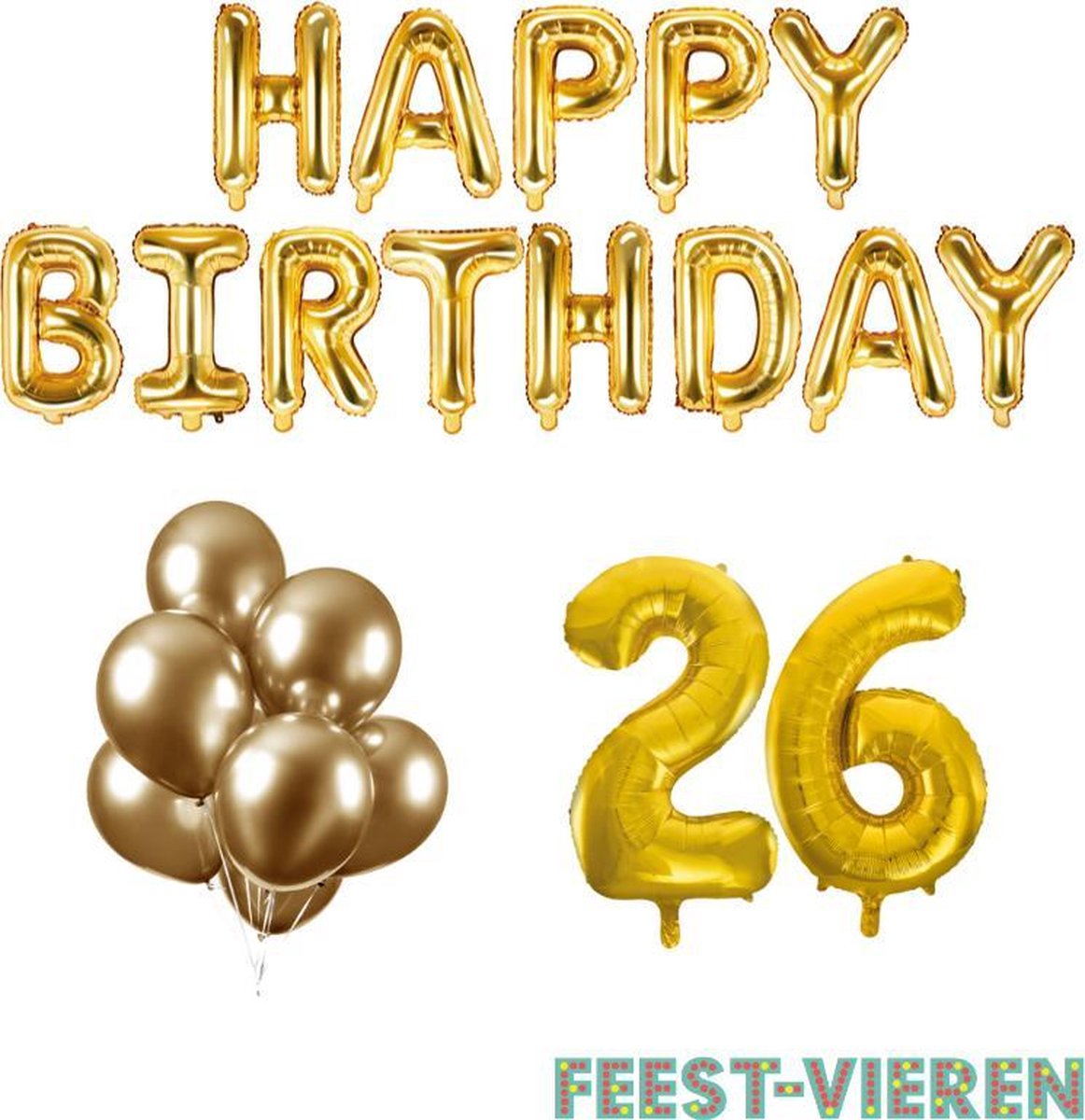 Bol Com 26 Jaar Verjaardag Versiering Ballon Pakket Goud 26 Jaar