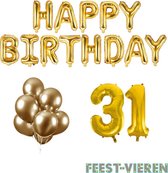 31 jaar Verjaardag Versiering Ballon Pakket Goud