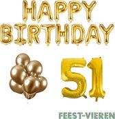 51 jaar Verjaardag Versiering Ballon Pakket Goud