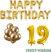 19 jaar Verjaardag Versiering Ballon Pakket Goud