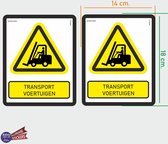 ISO7010 W014 transportvoertuigen Waarschuwing M set 2 stickers 14x18 cm