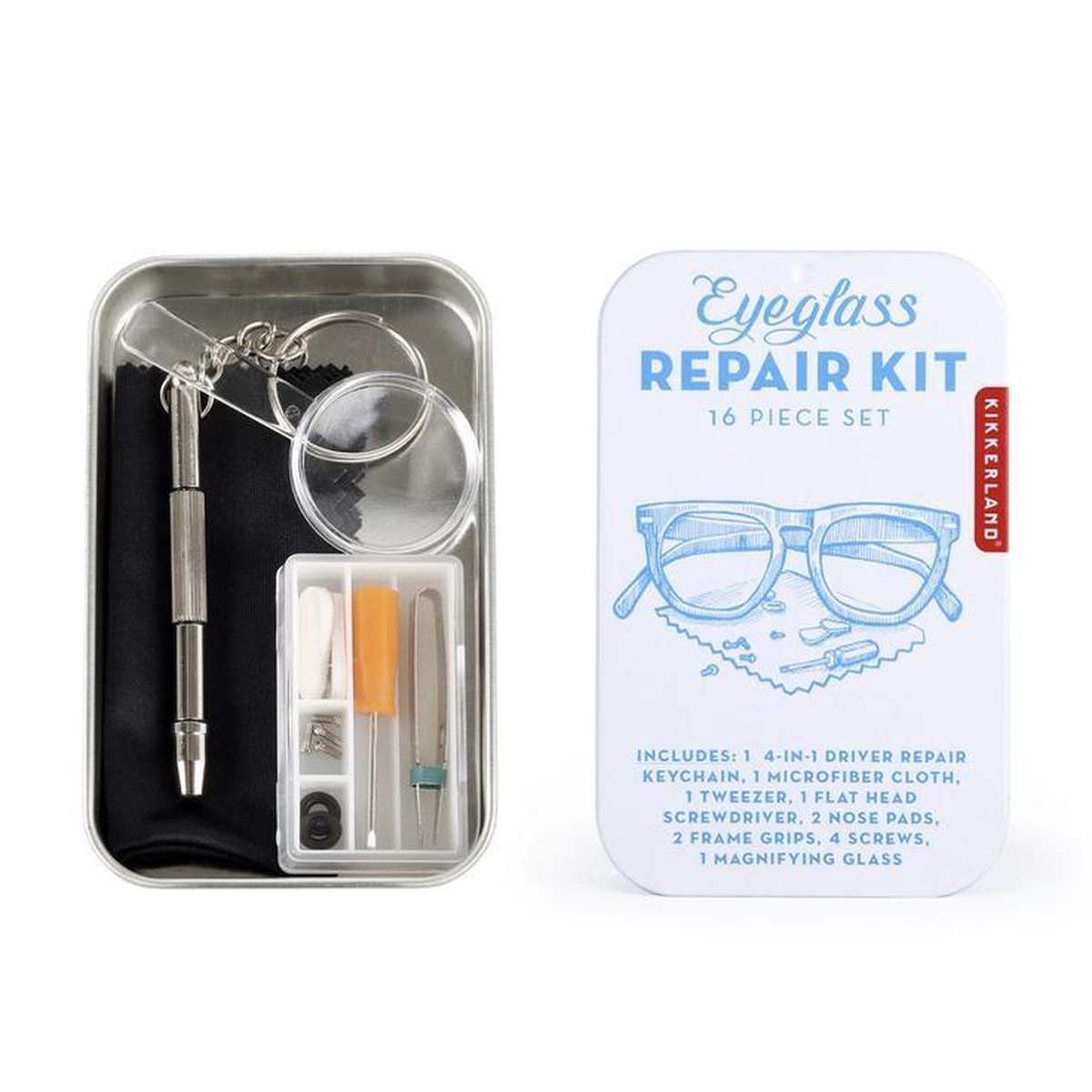 Kikkerland Brilreparatie kit - Makkelijk mee te nemen – Repareer je bril – Noodgeval setje