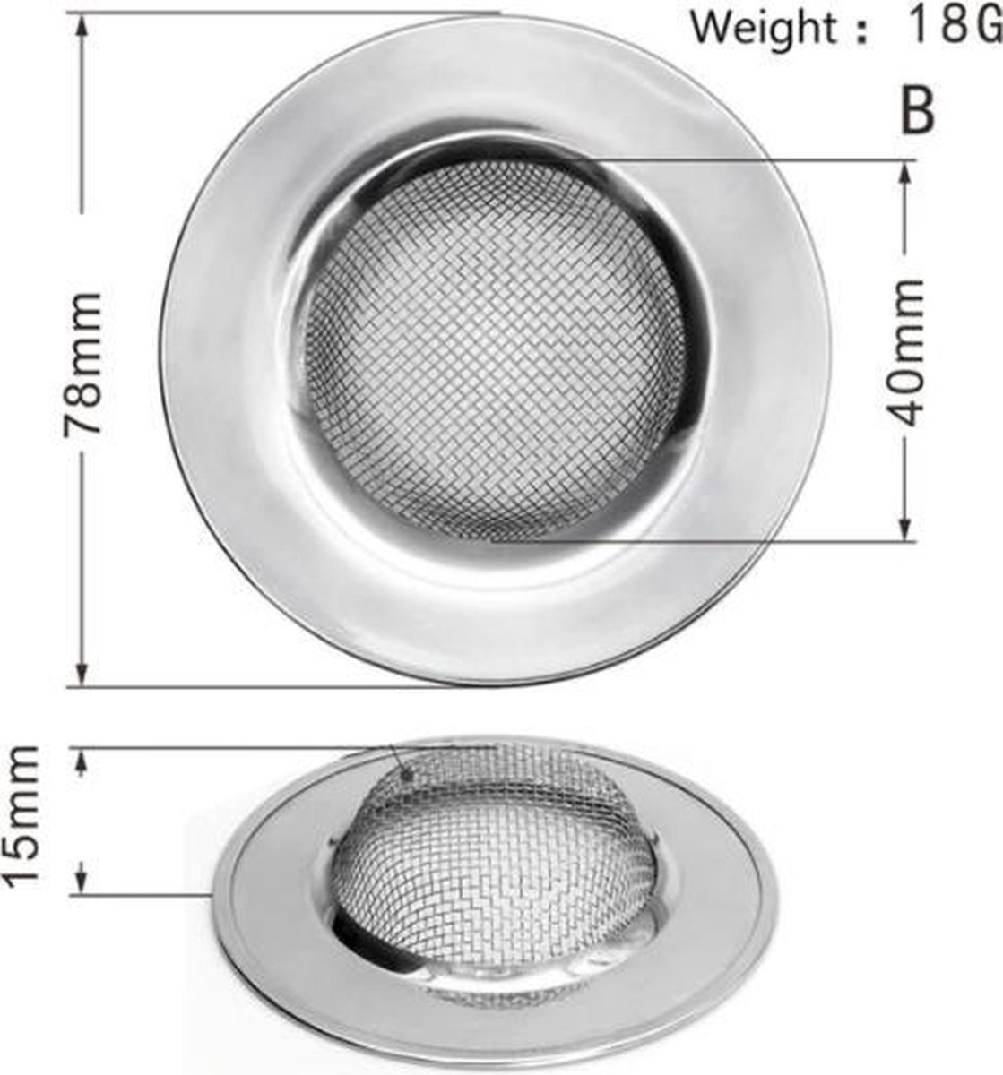 Universele afvoerzeef, keukenspoelbak en wastafelstop, 3-in-1 pop-up roestvrij stalen afvoerstop met anti-verstoppingsmand, afvoer, wasbakstop voor spoelbak, boring 75-86 mm, diepte > 40 mm