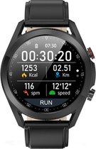 Belesy® Lexington - Smartwatch - Horloge - 1.3 inch - Kleurenscherm - Full Touch - Bluetooth Bellen – Leer - Zwart - Cadeau