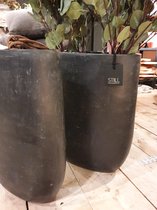 Still| ovale vaas| ovale bloempot| aardewerk vaas| aardewerk bloempot| large model| black vintage