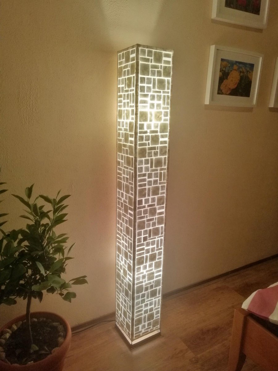 Staande lamp Handgemaakte Vloerlamp woonkamer slaapkamer Design square cubes white capiz shell parelmoer schelp 150 cm