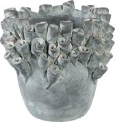 PTMD Sherly grijze koraal keramiek pot rond hoog maat in cm: 30 x 30 x 29 - Grijs