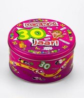 Verjaardag - Snoep - Snoeptrommel - 30 jaar Vrouw - Gevuld met Drop - In cadeauverpakking met gekleurd lint