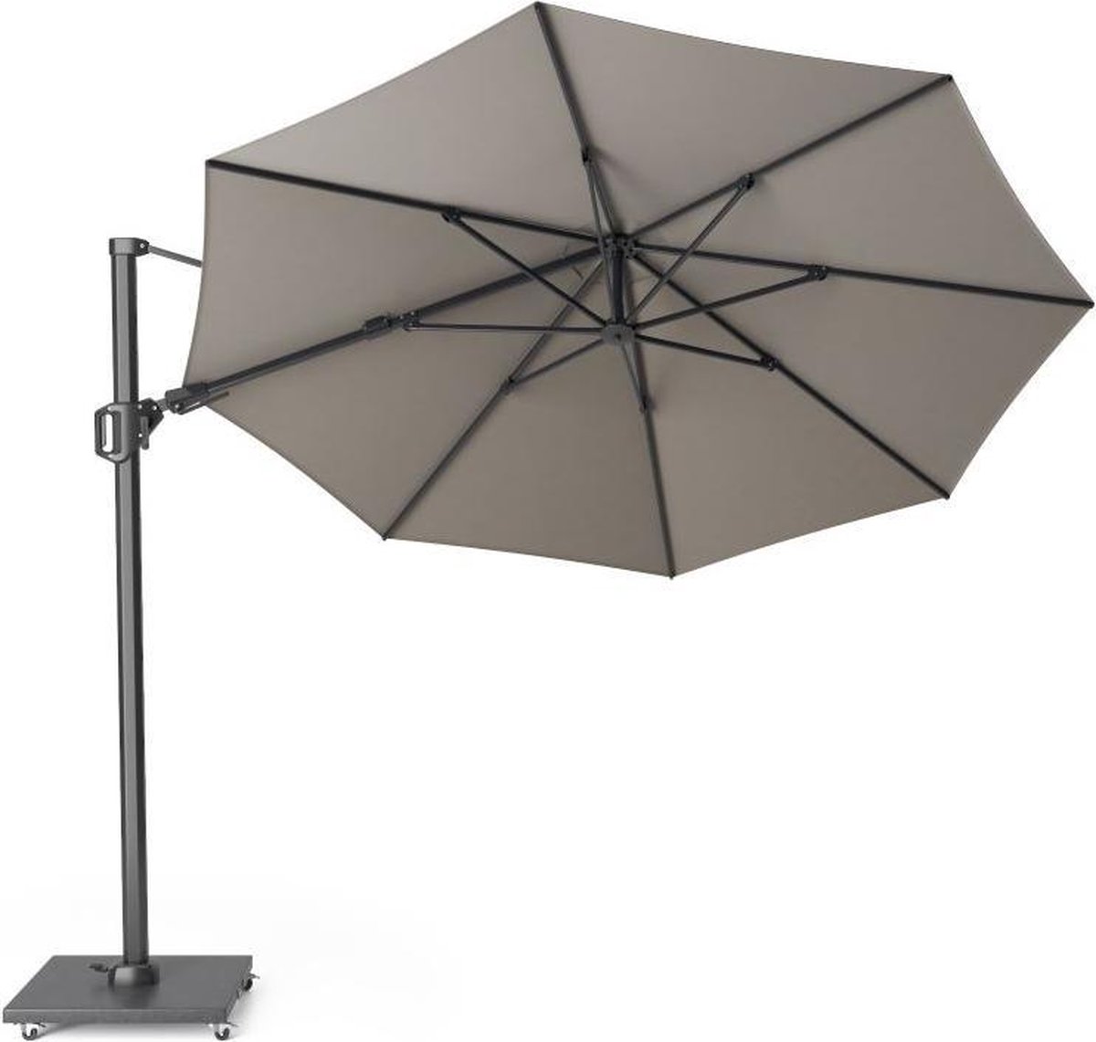 Platinum Challenger T2 Parasol 350cm Manhattan- Grijze Ronde Zweefparasol